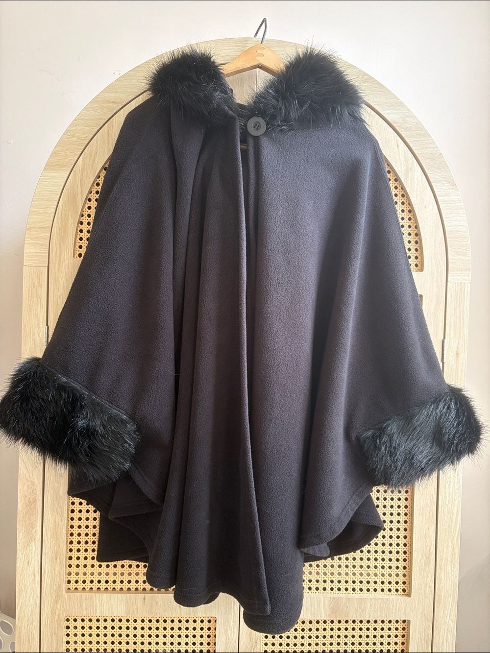 Classic Black Faux-Fur Trim Cape from Dillards